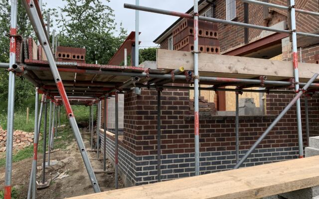 SW elevation brickwork and steel in place